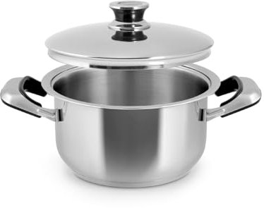 Inoxpran Casseruola Classic in Acciaio Inox, 2 Manici, 22x11cm, Con Coperchio