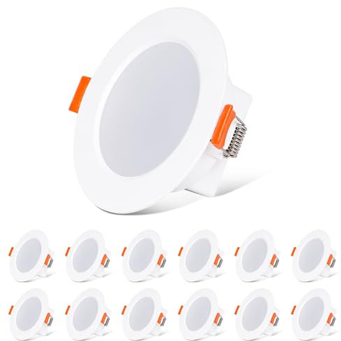 ChangM LED Einbaustrahler Ultra flach 8W 68-80mm Deckenspots 230V IP44 Warmweiß 2700K, Deckenspots für Wohnzimmer, Küche, Bad, Toilet, 12er Set