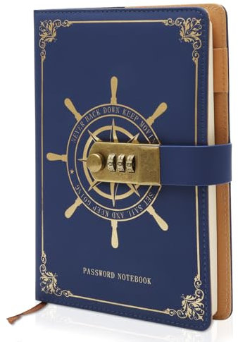 Diario con serratura per donne e uomini, formato A5, in pelle PU, con lucchetto, 100 fogli di carta (200 pagine), Vintage Lock Journal, diario di viaggio richiudibile, 8,6 x 5,8 pollici