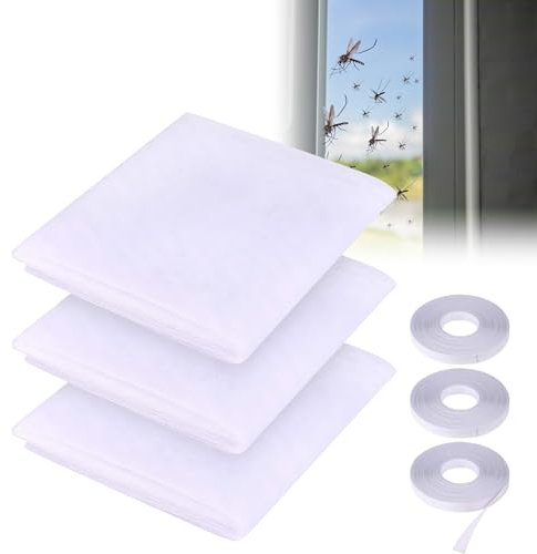 Zanzariera per Finestre, Rete Zanzariera Rotolo, Zanzariera in garza per Finestre e Porte, Zanzariere per Finestre in Fibra di Vetro Invisibile Trasparente per Resiste a Insetti e Mosche (Bianco)