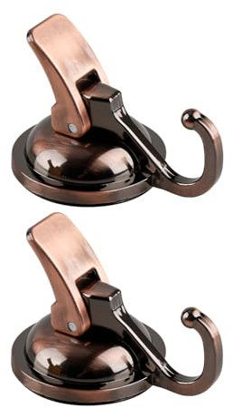 Thyonta 2PCS Wall-Mounted Vacuum Suction Cup Hooks Powerful No-Punch Vacuum Non-Marking Sticky Hooks for Kitchen, Bathroom（Copper）