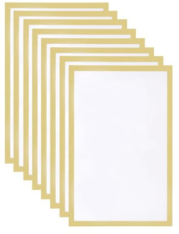 QUARKZMAN 8Pcs Support Mural Magnétique Auto-Adhésif, Cadre Photo Magnétique 11x17 Affichage d'Informations Panneau de Fenêtre Montage Mural pour Maison Bureau Magasin Restaurant, Or