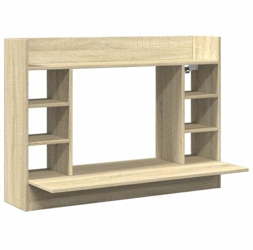 vidaXL Wand Schreibtisch, Wandtisch mit Stauraum, Wandschreibtisch für Büro, Computertisch Bürotisch Wandregal, Modern, Sonoma-Eiche Holzwerkstoff