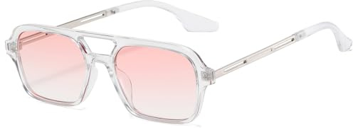 RUNHUIS Vintage Klassische 70er Jahre Quadratische Sonnenbrille für Damen Herren Trendy Retro Slim Rechteck Brille