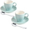 ionEgg Porcelain Espresso Cup with Saucer And Stainless Steel mini Spoons, Espresso shot Cup, 80ml/2.7Oz, Pack of 2, Blue
