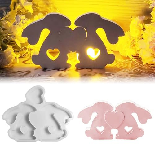3 Stück Silikonform Gießform Osterhase mit Liebe WISIRENT, Silikonform Osterhase Gips Gießen Formen Hase, Silikonformen Ostern Hase Liebe Gießformen Silikon Frühling für Bastelarbeiten, Gips, Kerzen