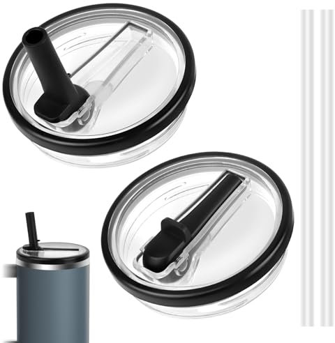 2 tapas para Stanley Cup 40 oz, tapa de repuesto a prueba de fugas con 2 pajitas, tapas reutilizables para vasos, pajitas accesorios para Stanley Cup, Straw Cover