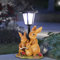 Statue da Giardino Solari Decor per Esterni, Statue da Giardino di Coniglio Ornamenti con luci Solari, Statua Decorativa da Esterno Impermeabile in Resina Carina per Giardino Patio Cortile Ornamenti