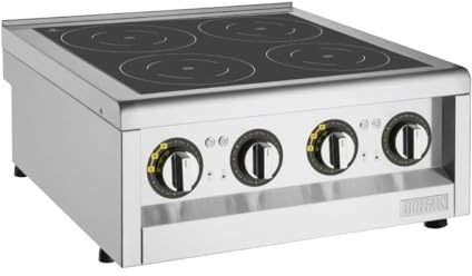 Buffalo 600 Series 4 Zone Stainless Steel Countertop Induction Hob | Heats multiple pans rapidly and evenly, offering reliable temperature control built for busy commercial kitchens.