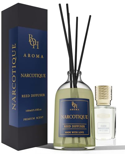 Raumduft NARCOTIQUE | Reed Diffuser mit 5 Duftstäbchen | 100ml | Lufterfrischer mit Duftstäbchen für die Wohnung | Diffuser mit Stäbchen | Raumduft inspiriert von Luxusparfums