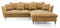DomoHome Ecksofa Glam mit Schlaffunktion, Freistehend, Ottomane und Goldenen Füßen – Samtsofa im Glamour-Stil für Ihr Wohnzimmer, mit Zierkissen, 258x167x91cm, Rechte Seite Platinum
