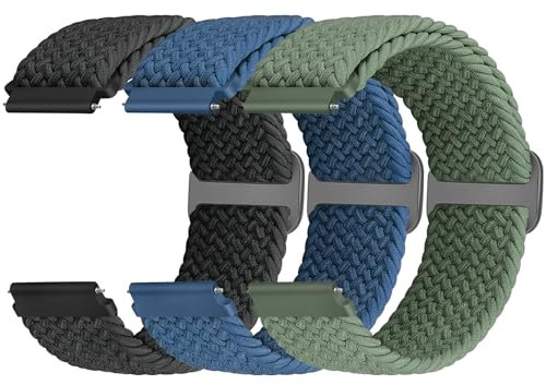 24mm Braided Watch Straps Compatible with Suunto 9/9 Baro/9 Titanium/Ticwatch Pro 5/Fossil Q Machine Hybrid/Nate Hybrid/MK Sofie/Grayson/GMa-s2100/G-shock ga2100 for Women Men