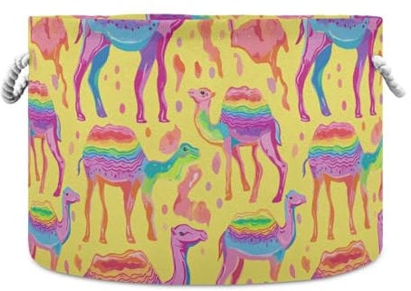 sanluoli Rainbows Camel Seamless storage basket collapsable and waterproof laundry basket with sturdy handle tubs totes 95 quart for gadget house gift