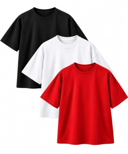 Kinder Unisex Teenager Jungen Mädchen Tshirt 3er Pack T-Shirt-Oberteile Multi-Packs Kurzarm, Rundhalsausschnitt.