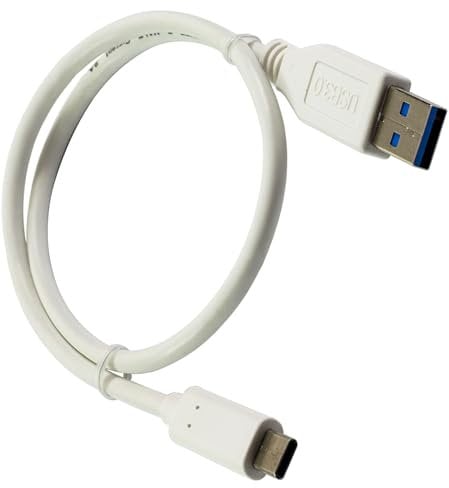 Lite-am 1m USB A to USB C Fast Charging White Cable Charge & Data Sync Lead For Apple TV 4K (128GB) Siri Remote