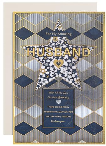 Hallmark Birthday Card for Husband, Dark Pattern with Star Design, Blue
