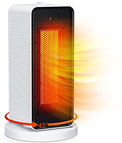Qoosea Stufetta Elettrica Basso Consumo Bagno con Termoventilatore 1200W 3 Impostazioni di Temperatura Stufa Scaldino Elettrico Basso Consumocon Termostato per Casa Ufficio(Bianco)