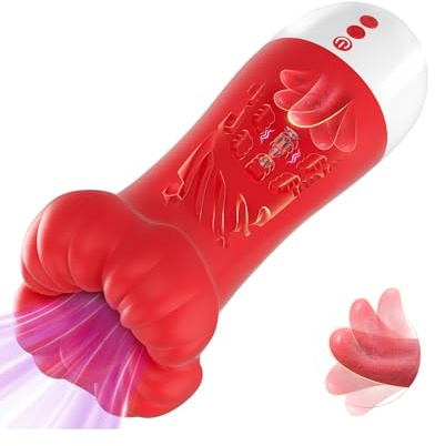 Pangpangmi Masturbieren für Männer Elektrisch, Sex Spielzeug für die Männer Solo Paare Masturbator mit 10 Vibration 10 Lecken 4 Saugen Vibrator Sexspielzeug Vibratorensets Masturbatoren