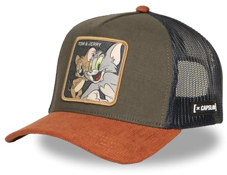 Capslab Tom & Jerry Cord Brim Cap Women/Men - Trucker Baseball Snapback, with Peak All-Season Spring Summer Autumn Winter - One Size Grey-Brown