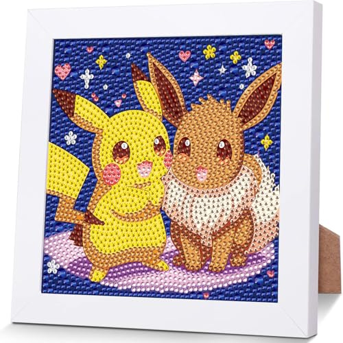 88AI88AI Diamond Painting Kinder Anime, 5D Diamond Painting Set mit Rahmen, und Mädchen Jungen DIY Cartoon Basteln mit Kann verwendet werden als Geschenke Bastelset Kinder Jahre als Deko 18 x 18 cm