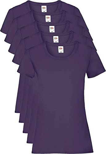 Fruit of the Loom Valueweight 5 Pack, T-Shirt Donna, Viola (Purple PE), XL
