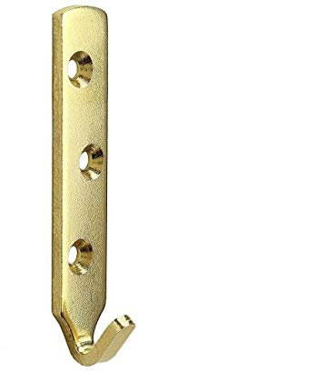 LagunaProject 4 x Heavy Duty Brass Plated J Hooks 3 Hole 80mm - Hold up to 35KG (Each Hook)