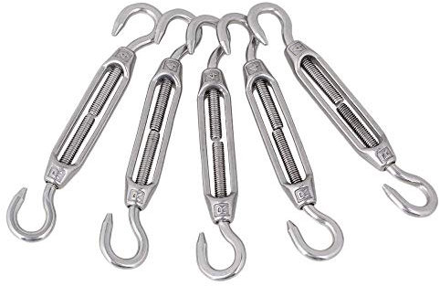 Eidoct 5 Pcs Stainless Steel 304 Turnbuckle Wire Rope Cable Tension (M4 Hook & Hook)