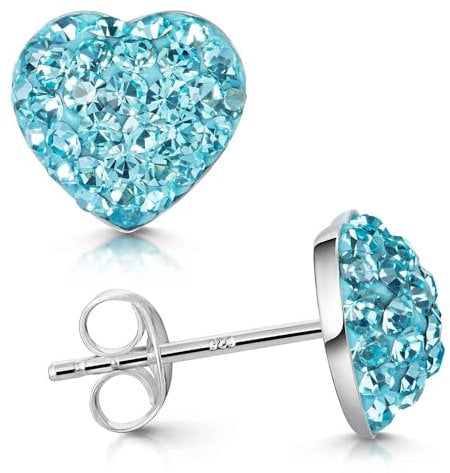 Materia Kinder Ohrringe Silber 925 Mädchen Herz mit Steine SO-149-Türkis