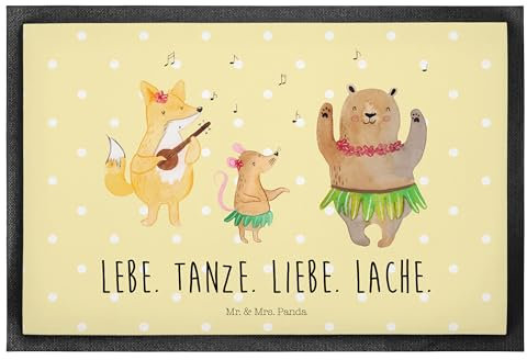 Mr. & Mrs. Panda 40 x 60 cm Fußmatte Waldtiere Aloha - Geschenk, Tanzen, Fußmatte waschbar, Gute Laune, Igel, Fußmatten, Fußabtreter, Tiermotive,