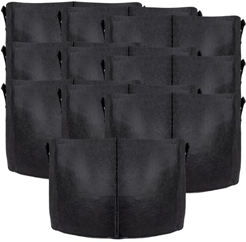 INTIRILIFE 10x Pflanzsack aus Vlies Stoff 113 Liter -30 Gallon- 60 x 40cm- Pflanzen Übertopf mit Tragegriffen für Garten, Gewächshaus - Pflanzkübel Pflanzgefäß Pflanzbeutel Pflanztasche Kartoffelsack