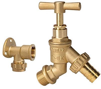 Garden Brass Water Bib Tap with Brass Wall Plate Fixture,Outside 1/2 BSP