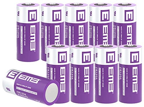 EEMB CR123A Batteria al litio 3V CR17345 non ricaricabile Batteria CR123 Alte prestazioni con protezione PTC per fotocamere Torcia giocattolo Allarme Sensori intelligenti e altro(10)