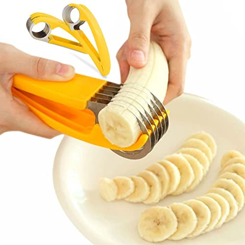 2 Pcs Coupe-Banane, Coupe Banane en Acier Inoxydable, Banane Trancheuse, Banane Slicer pour Les Saucisses et Le Kiwi de Concombres Bananes