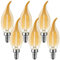 MZYOYO 6 Stück E14 4W Kerze LED Lampe,E14 Dimmbar Warmweiß Kerzenform Glühbirne,Retro Kerzenlampe für Kronleuchter,4W ersetzt 35W,Vintage Filament Fadenlampe,2700K,Glas,Dimmbar,Amber,Energieklasse F