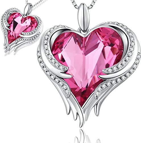 Jiahanzb Liebe Herz Kette Halskette Schmuck für Damen 925 Sterling Silber Damen Halskette Jubiläum Geburtstag Schmuck für Ihre Damen (B: Red)