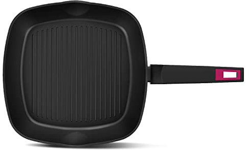 Taurus Best Moments Grill - Grill de aluminio forjado. 28x28 cm. mango ergonómico. para todo tipo de fuegos. recubrimiento antiadherente. apta para lavavajillas. libre PFOA. negro