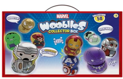 Wooblies K02WBM006 Sammelfigur Magnetfigur Spielzeug, enthält 5 Ultra-seltene Jungen und Mädchen ab 3 Jahren, Marvel Sammelbox