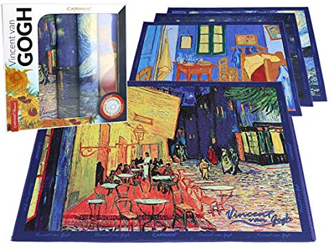 CARMANI - 4er Set Platzset Platzsets Platzsets Platzsets Tischmatten rutschfest hitzebeständig verziert mit Vincent van Gogh, gemischt
