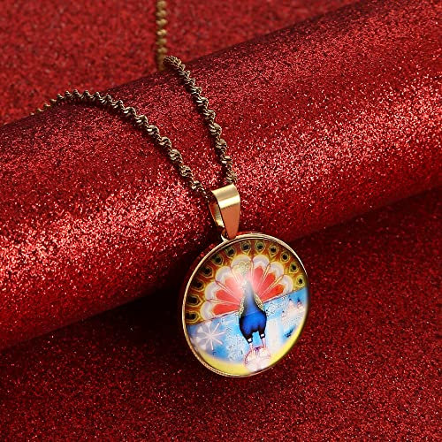 Halskette Mit Karten Anhänger - Republik Von Pfau Lalish Karte Anhänger Halsketten, Vintage Runde Karte Kontur Anhänger, Frauen Männer Ethnischer Charme Mode Polieren Halskette Schmuck, Pfau, 50