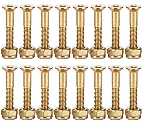 Skateboard Schrauben Skateboard Bolzen LKW-Schrauben Muttern Skate Bridge Nagel Longboard Muttern Skateboard Hardware Sets für Ersatz - Gold 25mm 16 stücke