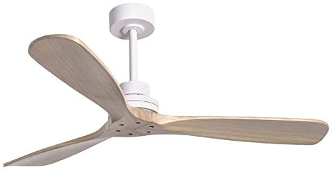 Ventilateur de plafond en bois naturel pour extérieur IP44 Nati moteur DC télécommande sans lumière claire