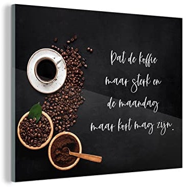 MuchoWow Glasbild Glasfoto Wandbild Bilder Deko 40x30 cm Küche - Möge der Kaffee stark sein - Kaffee - Espresso