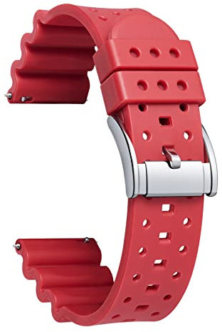 BINLUN Bracelet de Montre en Silicone Sportif Bracelet Montre en Caoutchouc à Dégagement Rapide pour Homme/Femme (Rouge,24mm)
