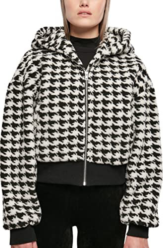 Urban Classics Damen Ladies Short Oversized AOP Sherpa Jacket blackhoundstooth, 5XL