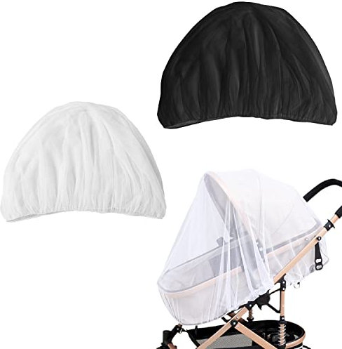 2 Stück Universal-Moskitonetze, feinmaschige Moskitonetze für Kinderwagen, Wiegen und Reisebetten, geeignet für Outdoor-Aktivitäten, Mückenschutz (Schwarz, Weiß) Einheitsgröße