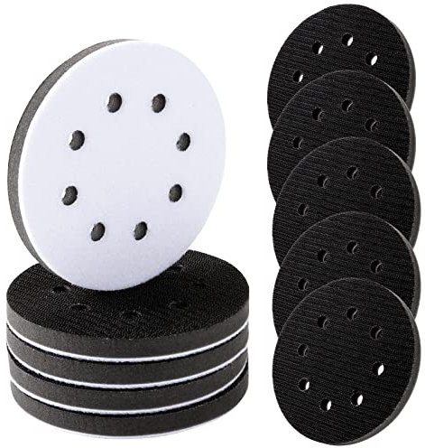 Ysglory 10 Pack Soft Density Interface Pads 5 Inch 8 Holes Hook and Loop Sponge Cushion Buffer Backing Pad Foam Sanding Interface Pads for Orbital Sander Automotive Woodworking Polishing