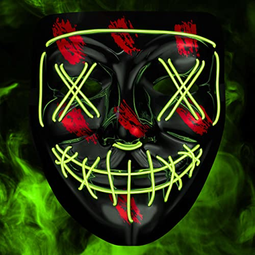 Balinco LED Maske mit 3 Leuchtmodi - perfekt für Techno DJ | Halloween | Cosplay | Karneval | Gruselmaske | Neon Maske | als Ergänzung zum Horror Kostüm