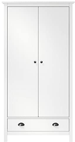 Hommdiy Kleiderschrank mit 2 Türen Hill Range Weiß 89x50x170 cm Kiefer