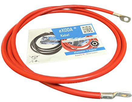 eXODA cable de batería de 200cm 25 mm² cobre cable de alimentación con ojales M8