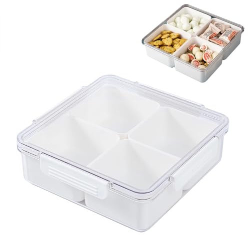 Toy Storage Containers with Lids, Organizer Bin with 4 or 5 Removable Boxes, Plastic Box Containers for Organizing Building Brick Toys/Small Parts/Chess Pieces/Mini Toy Action Figures/Puzzle (Square)